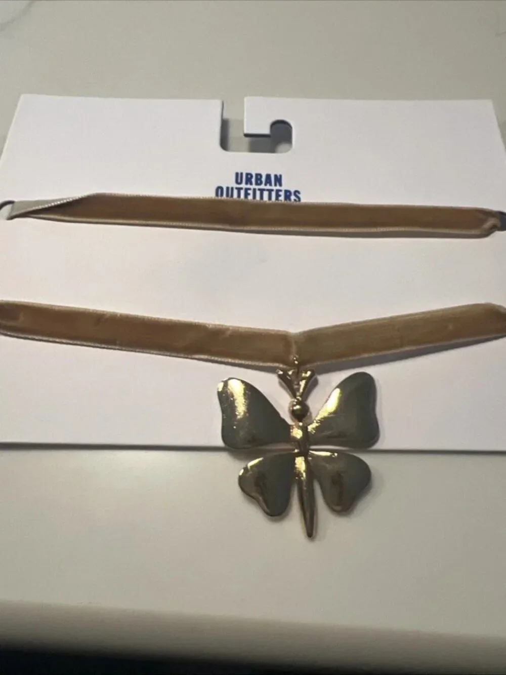 Urban Outfitters Butterfly Gold tone Velvet Choker Necklace